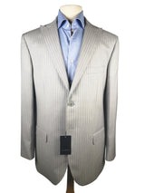 Luigi Bianchi Suit 44R Light Grey Striped 2-Button Peak Lapel Wool