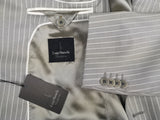 Luigi Bianchi Suit 44R Light Grey Striped 2-Button Peak Lapel Wool