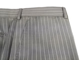 Luigi Bianchi Suit 44R Light Grey Striped 2-Button Peak Lapel Wool