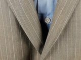 Luigi Bianchi Suit 44R Oatmeal Brown Striped 2-button Wool VBC