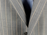 Luigi Bianchi Suit 44R Mid Grey Peach Striped 3-button Wool/Mohair