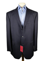 Luigi Bianchi Suit 44R Navy White/Blue Striped 3-button Wool
