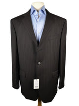 Lubiam Lorenz Nicola Suit 44R Dark Brown Striped 3-button Wool Zegna