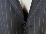 Luigi Bianchi Suit 43/44R Navy with White stripes 3-Button Wool VBC