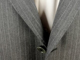 Luigi Bianchi Suit 43/44R Mid Grey Striped 3-Button Wool Delfino