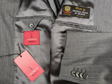 Luigi Bianchi Suit 43/44R Mid Grey Striped 3-Button Wool Delfino