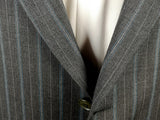 Luigi Bianchi Suit 44R Mid Grey Blue Striped 3-button 120's Wool
