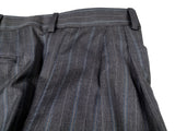 Luigi Bianchi Suit 44R Mid Grey Blue Striped 3-button 120's Wool