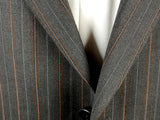 Luigi Bianchi Lubiam Suit 44R Charcoal Variable Brown Striped 3-button Wool Guabello