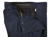 Luigi Bianchi Suit 44R Navy White Beaded Stripes 3-button Wool