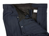 Luigi Bianchi Suit 44R Navy Royal Blue Stripes 3-button 140's Wool