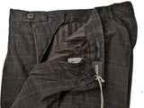 LBM 1911 Trousers 35/36 Dark Brown Plaid Flat front Full Leg Cotton blend