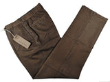 LBM 1911 Trousers 33/34 Washed Brown Twill Flat front Full Leg Cotton Blend