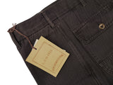 LBM 1911 Trousers 31/32 Brown Striped Flat front Straight Leg Cotton Canvas