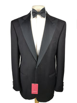 LBM 1911 Luigi Bianchi Tuxedo 44R Black Textured Striped 1-button Pure wool