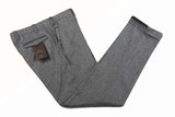 FINAL SALE PT01 Trousers: 38, Mid Grey with Brown trim, flat front, Pure wool