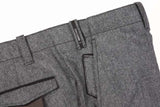 FINAL SALE PT01 Trousers: 38, Mid Grey with Brown trim, flat front, Pure wool
