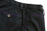 FINAL SALE PT01 Trousers: 36, Black with purple trim, flat front, cotton/elastane