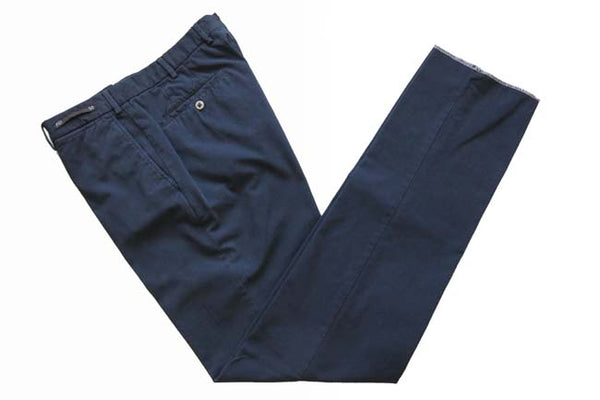 PT01 Trousers: 33/34, Navy blue, flat front, cotton/elastane