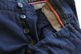 FINAL SALE PT01 Trousers: 31/32, Navy blue orange stitching, flat front, cotton/elastane