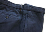 FINAL SALE PT01 Trousers: 38/39, Solid navy blue, flat front, cotton/linen