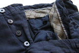 FINAL SALE PT01 Trousers: 30, Solid navy blue, flat front, cotton/linen