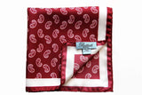 Battisti Pocket Square Red with white paisley pure silkl