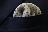 Battisti Pocket Square: Mushroom brown polkadot with beige, pure wool