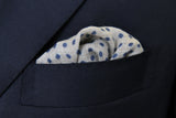 Battisti Pocket Square: Blue polkadot with stone, pure wool