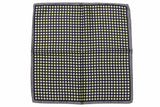 Battisti Pocket Square SALE!: Grey with cream dot on navy, pure silk