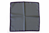 Battisti Pocket Square Plum with cream dot on navy pure silk