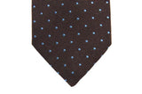 Battisti Tie: Brown with sky polkadots, wool/silk