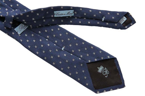 Battisti Tie: Medium blue with small silver pattern, pure wool