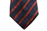 Battisti Tie Midnight weave with rust stripes, hidden pocket, pure silk