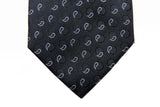 Battisti Tie Black with mini paisleys, hidden pocket, pure silk