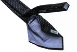 Battisti Tie Black with mini paisleys, hidden pocket, pure silk