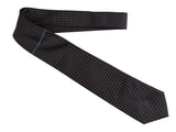 Battisti Tie: Black grey houndstooth check, hidden pocket, pure silk
