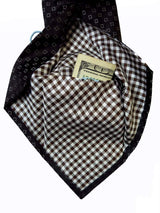 Battisti Tie Black white squares pattern, 1-button & pocket, pure silk