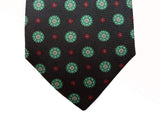 Battisti Tie Dark forest green with green/red pattern, pure silk