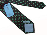 Battisti Tie Dark forest green with green/red pattern, pure silk