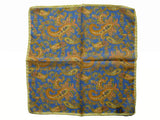 Battisti Pocket Square Cornflower blue paisley with yellow border, wool/silk