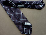 Battisti Tie: Navy blue jacquard plaid with white windowpane, 7-fold, pure silk