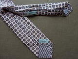 Battisti Tie: Soft pink with blue squares, 7-fold, pure silk