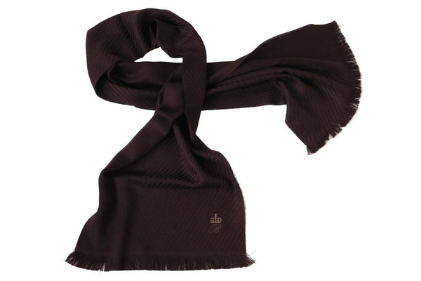 Battisti Scarf: Burgundy-brown twill weave, Battisti logo & crown, Zegna Baruffa wool<br>