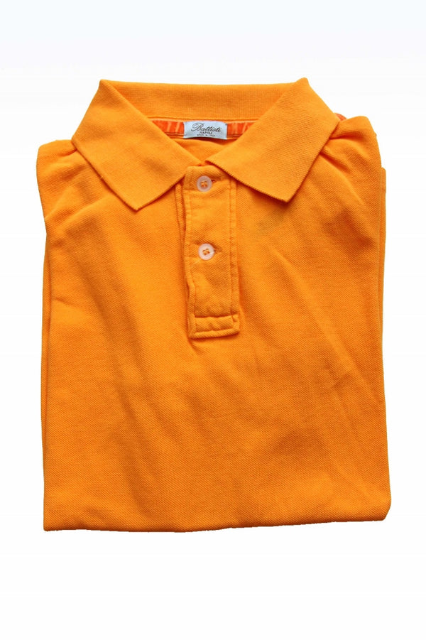FINAL SALE Battisti Polo Shirt: Tangerine orange, 2-button polo, cotton pique
