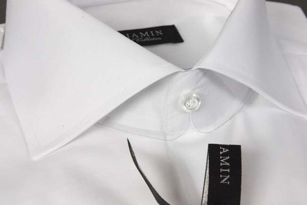 Benjamin Dress Shirt: White, medium spread collar, pure cotton