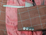 Benjamin Sample Sport Coat 38R Brick Windowpane 2-button Slim Fit Wool/Silk