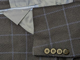 Benjamin di Delfino Sport Coat 38R Navy Windowpane 2-button Slim Fit Silk/Wool/Linen