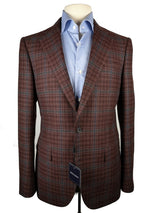 Benjamin Zegna Sport Coat Burgundy Brown Plaid 2-button Slim Fit Wool/Cashmere