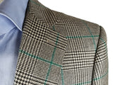 Benjamin x Zegna Cloth Sport Coat Grey Check with Green 2-button Slim Fit Wool/Cashmere